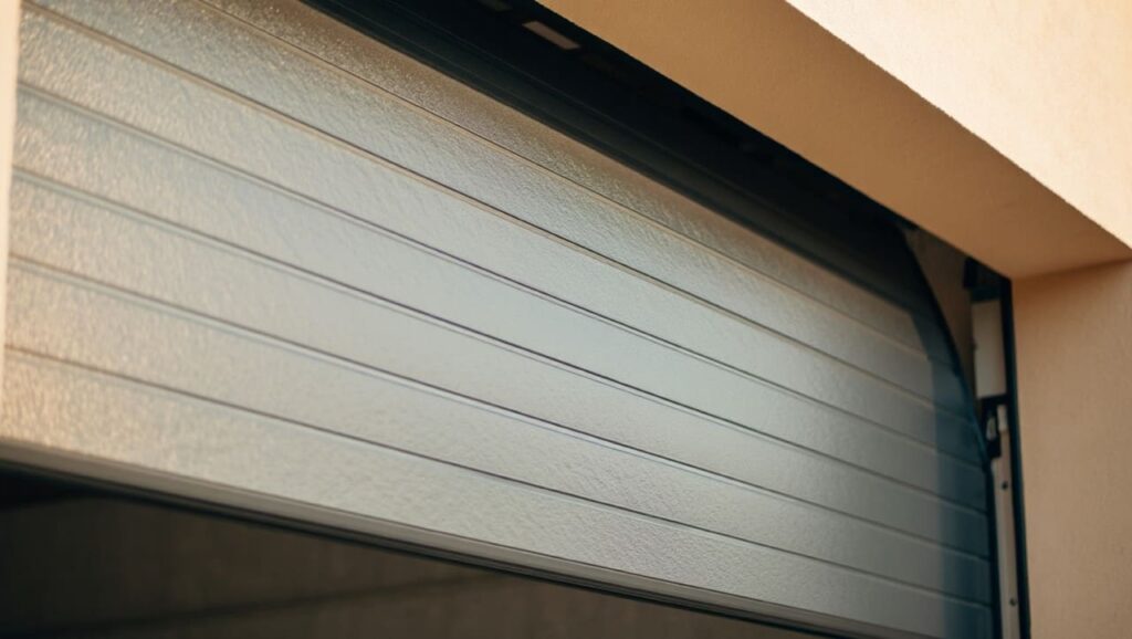 porte de garage sectionnelle en train de s'ouvrir